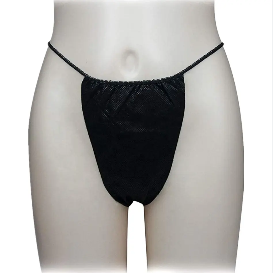 String pour dames noir blanc hygiénique jetable non-tissé sous-vêtements de spa pour Spray Tanning String Culotte Bikini pour femmes Sous-vêtements