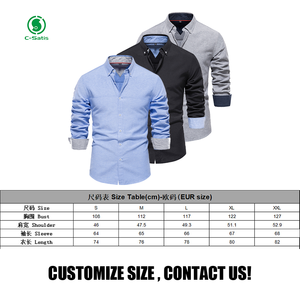 Autunno nuova <span class=keywords><strong>camicia</strong></span> Casual a maniche lunghe da <span class=keywords><strong>uomo</strong></span> blu Navy <span class=keywords><strong>Slim</strong></span>-<span class=keywords><strong>Fit</strong></span> tutto alla moda tinta unita - Product Image 6