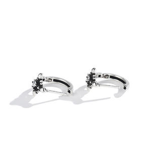 <b>Huggie</b> Earrings Cross Flower S925 Sterling <b>Silver</b> Diamond Claw Setting For Men And Women - Product Image 5
