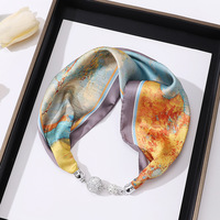 Nouvelle Écharpe en Soie à Boucle Magnétique, Pendentif Polyvalent, Collier Multifonctionnel, Foulard sans Nœuds, Écharpe en Soie Très Vendue