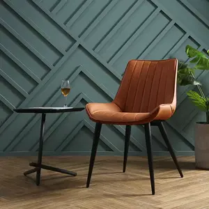 Nordic Black Italian Modern Luxury Restaurant Kitchen Pu Dining Room Chair Home Furniture Leather Dining Chairs With Metal Legs