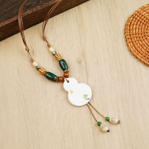 HX153 Novedad al por mayor: Colgantes de calabaza chinos tejidos a mano, collar de cerámica de Jingdezhen, amuletos de la riqueza, <span class=keywords><strong>cadena</strong></span> para clavícula, venta al por mayor - Product Image 5