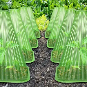 PET PVC Plastic Premium Transparent Green Bell Plant Cloche For Mini Greenhouse Garden Plant Care With Vent Top