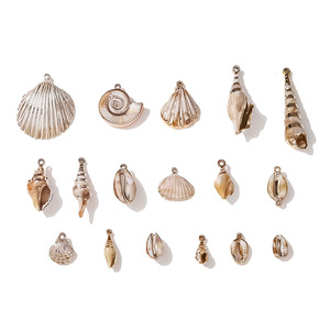 Charm Concha collana in oro placcato oceano stelle marine conchiglia in metallo placcato oro ciondoli in smalto per creazione di gioielli fai da te - Product Image 5