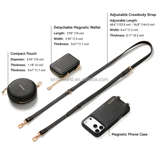 2026 Crossbody Phone case Leather Phone Case with Removable Magnetic Card Wallet & RFID Protection Mobile Phone Cases