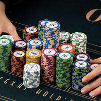 Jetons en argile spécifiques aux salles de Mahjong ; Jetons de poker Texas Hold'em ; Jetons de Mahjong mats, imperméables, de qualité supérieure, à motif couronne