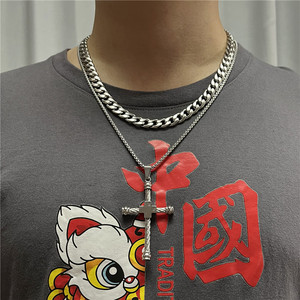 Men's Stainless Steel <b>Cross</b> Pendant Necklace Geometric Design Punk Style 12061 - Product Image 3