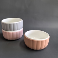 Vaisselle en céramique pour bébés de qualité supérieure avec manchon en silicone antidérapant, sans BPA, anti-fuite, ensemble de bols pour tout-petits