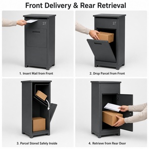 Boîte à colis nordique à livraison par l'avant et récupération par l'arrière en acier galvanisé pour clôture ou portail extérieur - Product Image 2