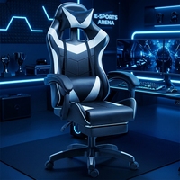 Chaise de jeu d'ordinateur en cuir Pu Rgb Led avec lumières et haut-parleurs chaise de jeu de Massage de course hauteur réglable Silla Gamer
