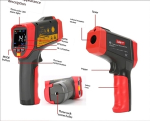 Thermomètre infrarouge UT302A+ à affichage numérique haute température, thermographe industriel en plastique, ODM - Product Image 5