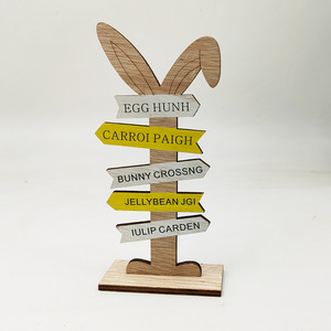 Easter Bunny Pendant Wooden Decor Easter Decoration Handmade Laser Carving Indoor Use - Product Image 3