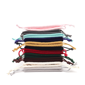 Multi Color Soft Velvet Drawstring Jewelry Pouch Custom Logo Print Dustproof Storage Bag For Necklace Earring Bracelet Gift Pack - Product Image 3