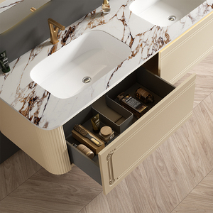 <span class=keywords><strong>Meuble</strong></span>-<span class=keywords><strong>lavabo</strong></span> de salle de bain en aluminium alvéolé épaissi au design minimaliste de luxe, avec vasque en céramique <span class=keywords><strong>et</strong></span> plan de travail en marbre. - Product Image 3