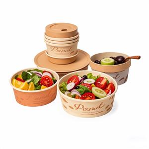 Tazón de Papel Kraft Personalizado de Grado Alimenticio, Ecológico y Desechable de 500 ml para Ensaladas - Product Image 1