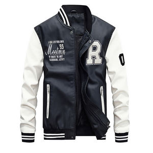 เสื้อแจ็คเก็ตหนัง เสื้อแจ็คเก็ตลำลองผู้ชาย แจ็คเก็ตคอเบสบอล แฟชั่นฤดูใบไม้ร่วงและฤดูหนาว แฟชั่นหนังผู้ชายใหม่ โจ๊กเกอร์สุดหล่อ - Product Image 2