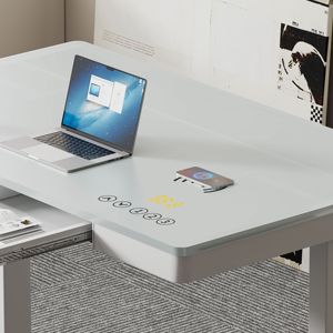 Bureau de travail ergonomique réglable en hauteur, en acier et bois, pour le bureau, la maison, les jeux, l'étude, style industriel - Product Image 5