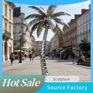 Sculpture <span class=keywords><strong>de</strong></span> <span class=keywords><strong>jardin</strong></span> moderne <span class=keywords><strong>de</strong></span> grande taille en <span class=keywords><strong>fil</strong></span> d'acier inoxydable, sur mesure, <span class=keywords><strong>de</strong></span> luxe, pour extérieur, motif palmier, œuvre d'art métallique pour hôtel <span class=keywords><strong>de</strong></span> luxe - Product Image 4
