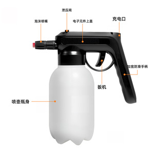 Portable <b>Electric</b> Car Wash <b>Foam</b> Sprayer Lithium Battery High Pressure Motor Wide Angle Spray Household Cleaning Watering Device - Product Image 2