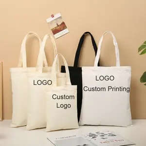 Wholesale Custom Made Canvas Tote Bag Reusable Large Capacity Shopping Bags Women Cotton Shoulder Handbags