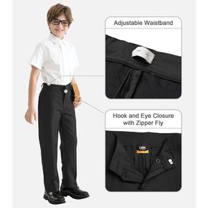 Pantalones de Vestir para Niños, Corte Recto, Cintura Ajustable, Poliéster de Peso Medio, con Bolsillos, para Niños Pequeños y Jóvenes - Product Image 3