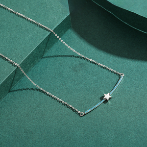 Collar de cadena de eslabones elegante con estrellas Vintage, colgante de turquesa de Plata de Ley <span class=keywords><strong>100</strong></span>% 925 para mujer, joyería de regalo de Navidad - Product Image 6