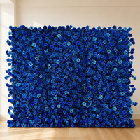Panneau de toile de fond en soie artificielle motif rose bleue pour décoration de mariage et événements