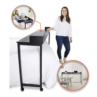 Table pour ordinateur portable avec roulettes, bureau roulant pour lit, bureau surélevé pour lit