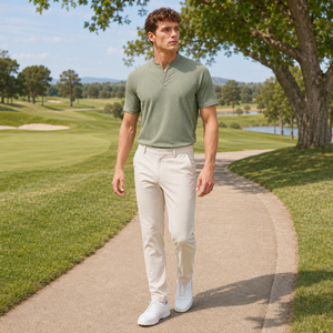 Polo Henley Personalizado con Cuello Mandarín Texturizado para <span class=keywords><strong>Hombre</strong></span>, Camisetas de Golf Elásticas de Secado Rápido, Camisetas Deportivas de Marca Privada OEM ODM - Product Image 4
