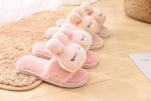 S245 nouveau automne hiver enfants en peluche pantoufle chaussures enfants mignon dessin animé <span class=keywords><strong>lapin</strong></span> pantoufles bébé intérieur chaud coton moelleux pantoufles - Product Image 5