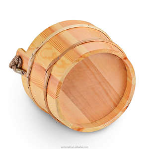 手作り5リットル (1.3ガロン) 木製サウナバケットひしゃくスパ付属品 - Product Image 3
