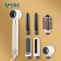 Peigne à air chaud multifonctionnel 5 en 1, sèche-cheveux électronique, lisseur et boucleur, adapté aux salons de coiffure