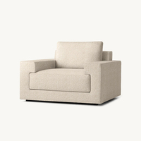 Fauteuil d'appoint moderne et élégant en lin texturé camel, durable, avec assise large et confortable, rembourré, vente directe usine, pour salon
