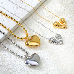 สร้อยคอจี้รูปหัวใจ สแตนเลส สีทอง สีเงิน รูปหัวใจ ของขวัญแทนใจ เครื่องประดับสำหรับผู้หญิง แฟชั่นดีไซน์มินิมอล - Product Image 1