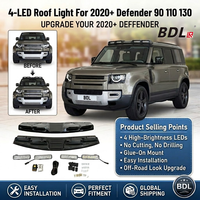 Kit de feux de toit à 4 LED noir brillant pour Land Rover Defender 90/110/130 2020+ Accessoire tout-terrain