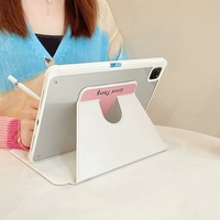 Étui pour tablette en acrylique rotatif à 360° avec cœur coloré, chargement magnétique, rotation par glissement, léger et fin pour iPad Air