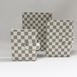 No Moq หนัง PU กันน้ำลายตารางหมากรุกทำซ้ำสมุดบันทึกการจัดระเบียบโฟลเดอร์หนังสือเครื่องผูกงบประมาณ A5 - Product Image 4