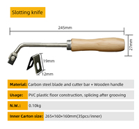 Couteau à crochet de type P XD-104 avec manche en bois, couteau à rainurer, coupeur en V, gougeuse pour l'épissage de sols en PVC et plastique