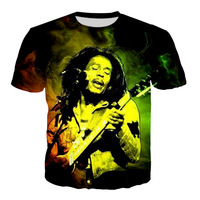 T-shirt Hip Hop Grande Taille Imprimé 3D Bob Marley pour Hommes et Femmes – Motif Musical Populaire et Amusant – Nouveauté