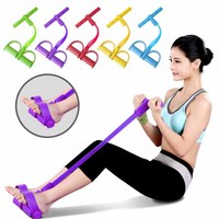 Bande de Résistance Élastique Multifonctionnelle pour Yoga avec 4 Tubes et Pédale de Traction