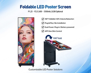 ป้ายดิจิตอลที่มีความสว่างสูงและการแสดงผลโปสเตอร์วิดีโอ LED แบบสแตนด์บายสำหรับโฆษณาทางการตลาดโปสเตอร์ LED แบบพกพาพับได้ - Product Image 5