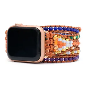 Apple Watch serisi 7 6 SE için 2023 egzotik saat kayışı boyalı yeşim el sanatları özel kayış