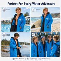 Veste de bain à capuche avec logo personnalisé doublé polaire hiver imperméable hommes femmes enfants Parka de bain plage surf poncho manteau Robe à langer