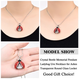Trang sức hỏa Táng bọ rùa urn Vòng cổ cho tro trong suốt vòng thủy tinh mề đay lưu niệm tinh thể bọ cánh cứng tưởng niệm Mặt dây chuyền - Product Image 4