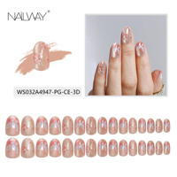 Faux ongles en acrylique Nailway, motif papillon, 30 pièces, 15 tailles, gel doux de haute qualité, effet œil de chat brillant, pose facile, couverture complète