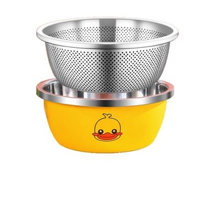Colador de acero inoxidable Big Head Duck con cesta de drenaje, tazón para lavar verduras, colador de arroz doméstico, multifuncional - Product Image 3