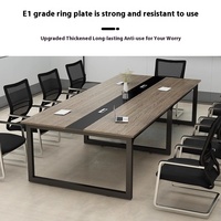Table de réunion moderne en bois et métal, poste de travail en MDF, table de conférence pour petits bureaux, écoles, négociations
