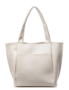 Sac fourre-tout en PU crème, grande capacité, sac à main à bandoulière, fermeture à glissière, sac de voyage portable pour femmes, logo personnalisé - Product Image 1