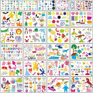 Bộ Khuôn Tô Vẽ Trung Quốc Cho Trẻ Em Khuôn Tô Vẽ Bằng Nhựa Cho Bé Trai Bé Gái Khuôn Tô Hoạt Động Khuôn Mẫu Có Thể Giặt Được Cho Trường Học - Product Image 3