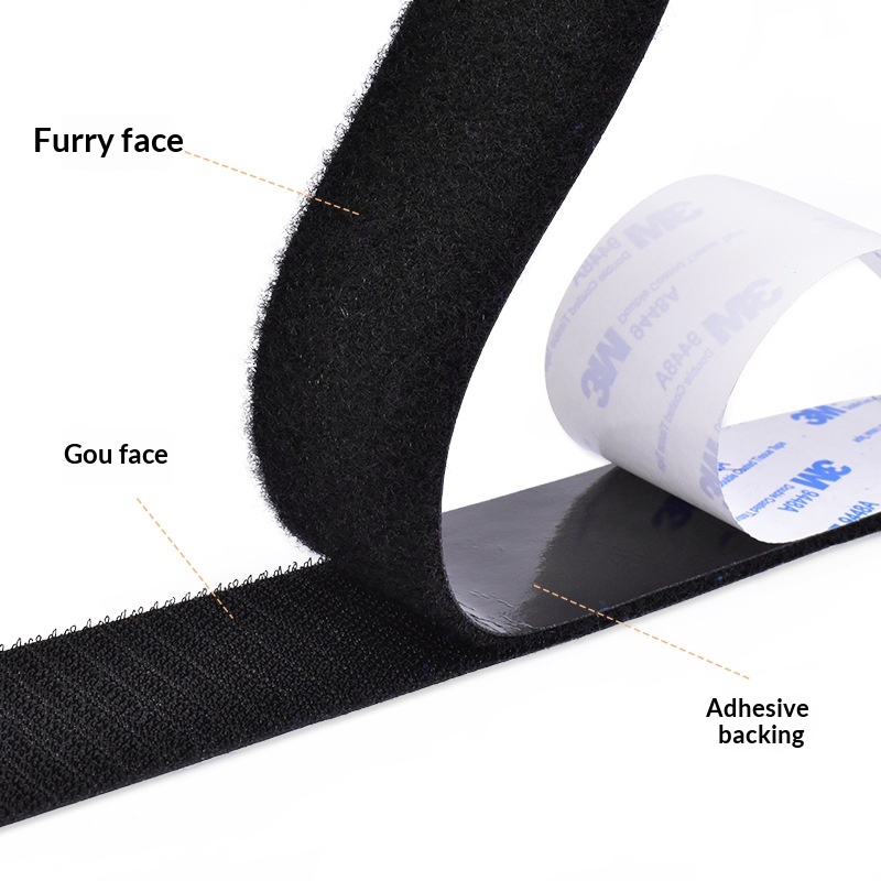In Stock Double Sided Back Glue Hook Loop Self-Adhesive Strong Adhesion Fixed Sticker Adhesive Tape